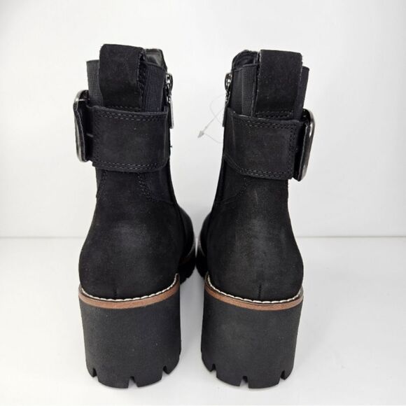 Blondo Dahlia NWOT Oversized Buckle Chunk Heel Suede Waterproof  Boots Black … - Picture 2 of 8
